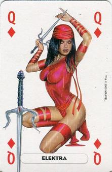 2005 Panini Marvel Heroes Playing Cards Blue Backs #Q♦ Elektra Front