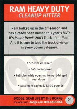 2004 Dodge #21 Ram Heavy Duty Back