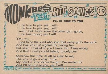 1967 A&BC The Monkees - Hit Songs #19 I'll Be True to You Back