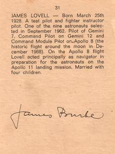1969 Commodex Operation Moon #31 Jim Lovell Back