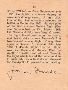 1969 Commodex Operation Moon #44 John Young Back