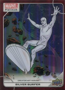 2023 Upper Deck Marvel Platinum - Creator Art Variant Red Rainbow #93-V Silver Surfer Front