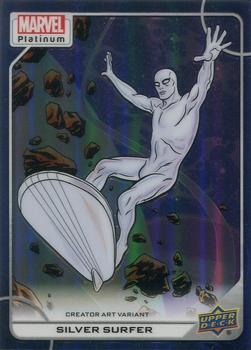 2023 Upper Deck Marvel Platinum - Creator Art Variant Blue Rainbow #93-V Silver Surfer Front