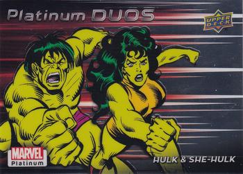 2023 Upper Deck Marvel Platinum - Platinum Duos #PD21 Hulk & She-Hulk Front