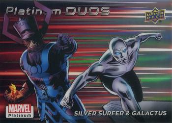 2023 Upper Deck Marvel Platinum - Platinum Duos Rainbow #PD6 Silver Surfer & Galactus Front