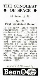 1956 BeanO The Conquest of Space #22 First Liquid-fuel Rocket Back