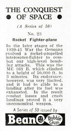 1956 BeanO The Conquest of Space #23 Rocket Fighter-plane Back