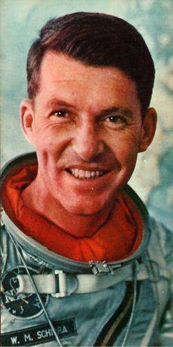 1963 Gelles-Widmer Teach Me Astronauts Space Cards #8 Wally Schirra Front