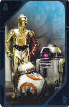 2015 Fournier Star Wars Chase the Ace Playing Cards #4blue BB-8 / C-3PO / R2-D2 Front