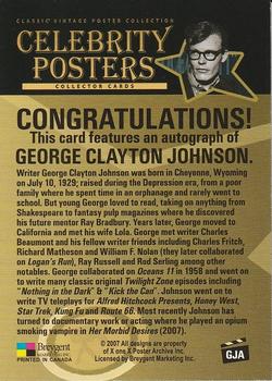 2007 Breygent Classic Vintage Movie Posters - Autographs #GJA George Clayton Johnson Back
