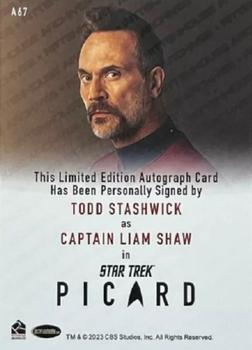 2024 Rittenhouse Star Trek: Picard Seasons 2 & 3 - Autographs Full Bleed #A67 Todd Stashwick / Captain Liam Shaw Back
