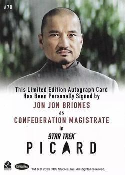 2024 Rittenhouse Star Trek: Picard Seasons 2 & 3 - Autographs Full Bleed #A70 Jon Jon Briones / Confederation Magistrate Back