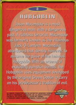 1996 Metallic Impressions Spider-Man Embossed Metal #2 Hobgoblin Back
