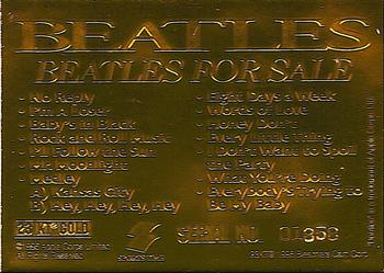 1996 Sports Time The Beatles 23 Karat Gold #NNO The Beatles For Sale Back