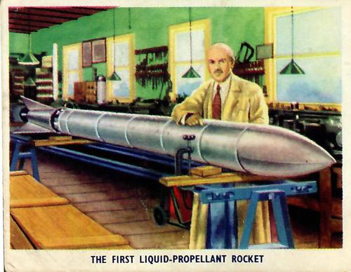 1959 Weetabix Conquest of Space Series B #1 The First Liquid-Propellant Rocket Front