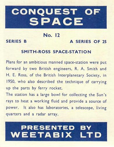 1959 Weetabix Conquest of Space Series B #12 Smith-Ross Space-Station Back