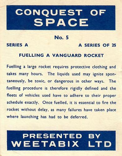 1958 Weetabix Conquest of Space Series A #5 Fuelling a Vanguard Rocket Back