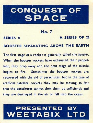 1958 Weetabix Conquest of Space Series A #7 Booster Separating Above the Earth Back
