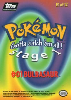 1999 Topps Pokemon the First Movie - Evolution #E1 #01 Bulbasaur - Stage 1 Back