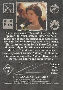 1998 DuoCards The Mask of Zorro - Catherine Zeta-Jones OmniChrome #3 The female star of The Mask of Zorro Back