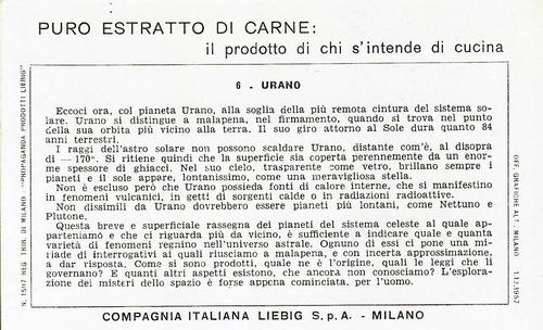 1958 Liebig Paesaggi Planetari (Planetary Landscapes) (Italian text) (S1691) #6 Urano Back
