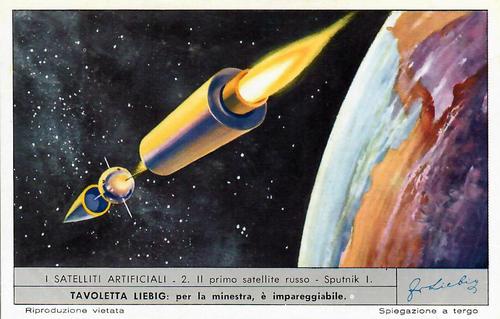 1960 Liebig I Satellite Artificiali (Artificial Satellites) (Italian text) (F1741, S1738) #2 Il primo satellite russo -- Sputnik I Front