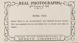 1939 Ardath Photocards - Series 11 (Small) #5 Rosel Heid Back