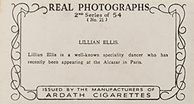 1939 Ardath Photocards - Series 11 (Small) #21 Lilian Ellis Back