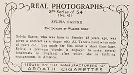 1939 Ardath Photocards - Series 11 (Small) #46 Sylvia Saetre Back