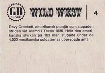 1969 GB Glace Wild West #4 Davy Crockett Back