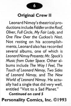 1992 Personality Comics Original Crew II #6 Leonard Nimoy Back