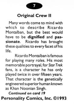 1992 Personality Comics Original Crew II #7 Ricardo Montalban Back