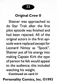 1992 Personality Comics Original Crew II #32 William Shatner Back