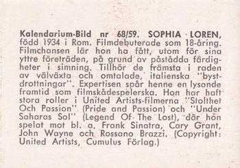 1959-61 Kalendarium-Bild Film Stars (Sweden) #68a Sophia Loren Back