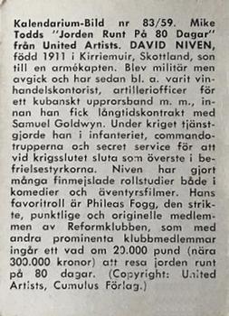 1959-61 Kalendarium-Bild Film Stars (Sweden) #83 David Niven in 