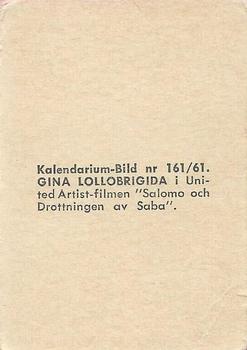1959-61 Kalendarium-Bild Film Stars (Sweden) #161 Gina Lollobrigida Back