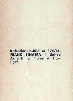 1959-61 Kalendarium-Bild Film Stars (Sweden) #174 Frank Sinatra Back