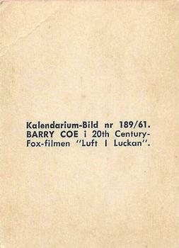 1959-61 Kalendarium-Bild Film Stars (Sweden) #189 Barry Coe Back