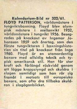 1959-61 Kalendarium-Bild Film Stars (Sweden) #322 Floyd Patterson Back