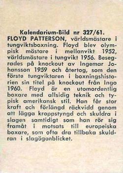 1959-61 Kalendarium-Bild Film Stars (Sweden) #327 Floyd Patterson Back