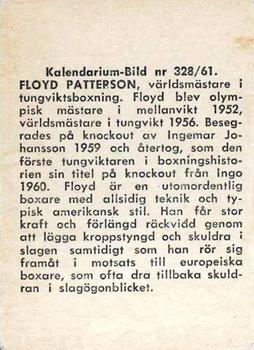1959-61 Kalendarium-Bild Film Stars (Sweden) #328 Floyd Patterson Back