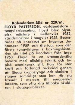1959-61 Kalendarium-Bild Film Stars (Sweden) #329 Floyd Patterson Back