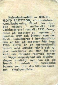 1959-61 Kalendarium-Bild Film Stars (Sweden) #330 Floyd Patterson Back