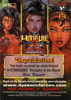 2002 Inkworks Witchblade Season 1 - Disciples of the Blade #BT-1 Disciples of the Blade Back