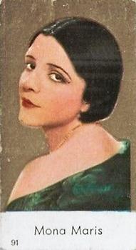 1935 De Beukelaer Film Stars (numbered gold) #91 Mona Maris Front