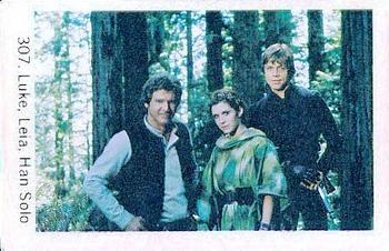 1983 Dutch Gum Star Wars #307 Luke, Leia, Han Solo Front