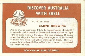 1959 Shell Project Cards; Series 4, Butterflies and Moths #181 Cairns Birdwing Back