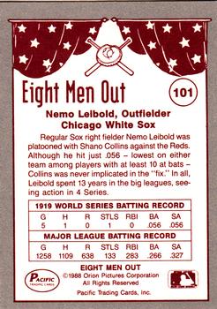 1988 Pacific Eight Men Out #101 Nemo Leibold Back