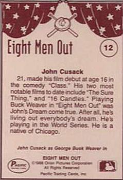 1988 Pacific Eight Men Out #12 John Cusack as Buck Weaver Back