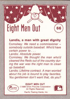 1988 Pacific Eight Men Out #66 Baseball Owners Hire A Commissioner Back